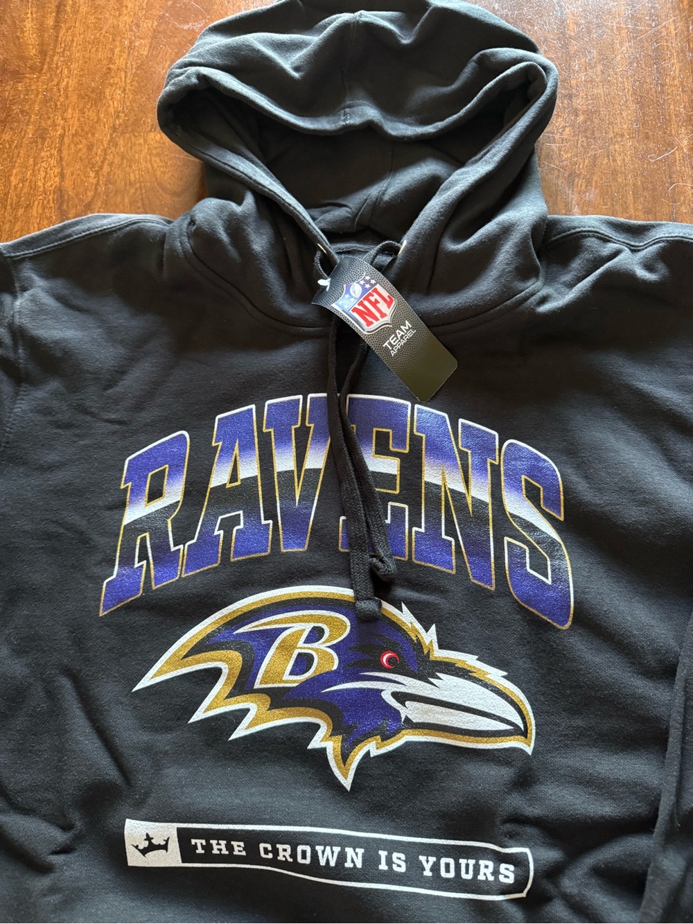 NFL Baltimore Ravens Black Pullover Hoodie with Team Logo. Unisex Extra Large